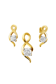 1 CARAT DIAMOND YELLOW GOLD PENDANT SET