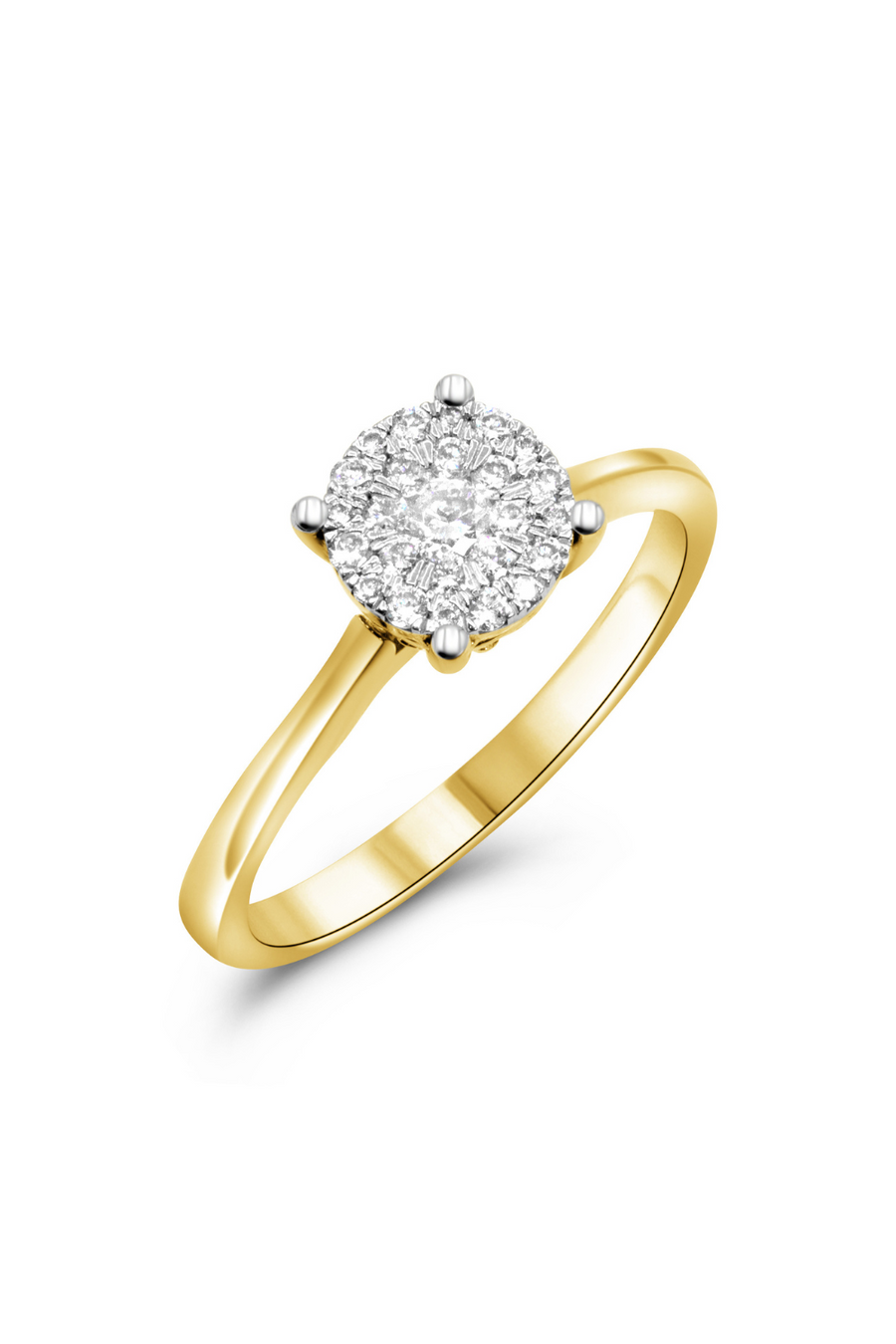 14 KARAT YELLOW GOLD CLUSTER DIAMOND RING