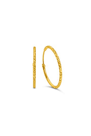 LARGE 18 KARAT SOLID GOLD TEXTURED HOOPS